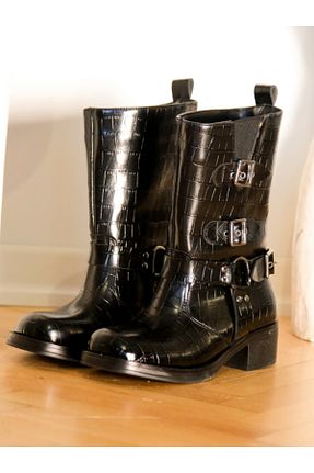 بوت / نیم بوت مشکی زنانه چرم مصنوعی Munshoes - کد 888190512