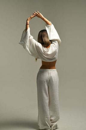 بلوز سفید زنانه ساده Tfifty - کد 858368249