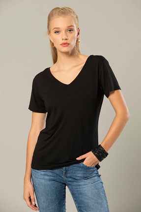 تیشرت مشکی زنانه رگولار Weweus - کد 757144054