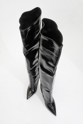 چکمه مشکی زنانه چرم مصنوعی luvishoes - کد 888297850