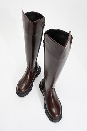 چکمه زرشکی زنانه چرم مصنوعی luvishoes - کد 888298490