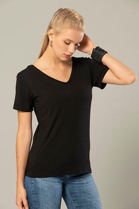 تیشرت مشکی زنانه رگولار Weweus - کد 757144054