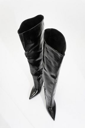 چکمه مشکی زنانه چرم مصنوعی luvishoes - کد 888298029