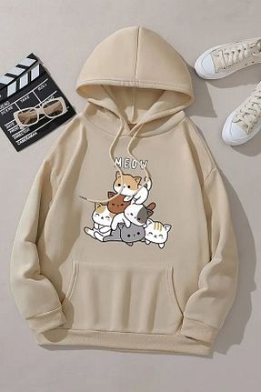 سوئیشرت بژ زنانه چاپی uyguntarz - کد 858320782