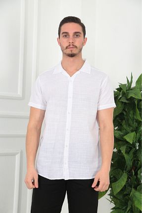 پیراهن سفید مردانه رگولار MCZ GİYİM - کد 888359685