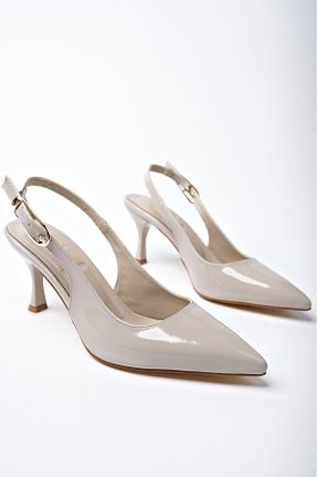 کفش پاشنه بلند کلاسیک بژ زنانه چرم لاکی CİMİLİ SHOES - کد 888135155