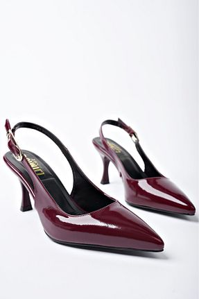 کفش پاشنه بلند کلاسیک زرشکی زنانه چرم لاکی CİMİLİ SHOES - کد 888134998