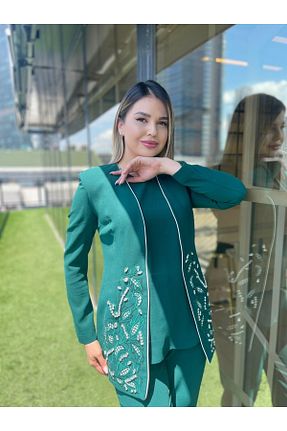 ست بالاتنه و پائین تنه سبز زنانه بافتنی White Corner - کد 888751628