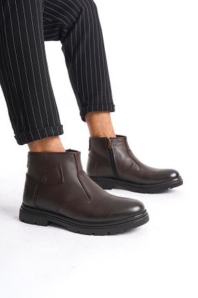 بوت / نیم بوت قهوه ای مردانه چرم خالص CZ London - کد 888380050