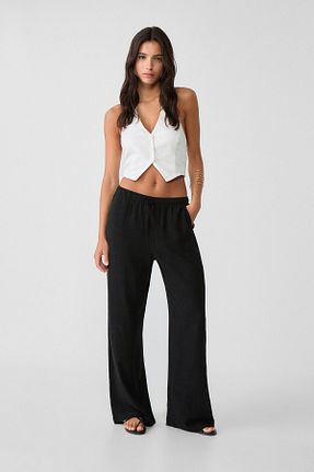 شلوار مشکی زنانه ویسکون Stradivarius - کد 670154023