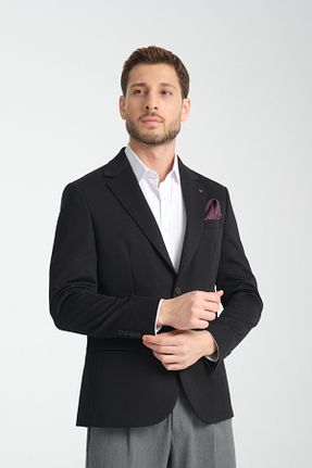 کت بلیزر مشکی مردانه پلی ویسکون Frappoli - کد 884261470