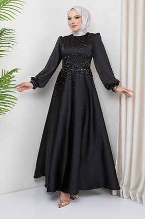 لباس مجلسی حجاب مشکی زنانه یقه دوچرخه Olcay - کد 808318311