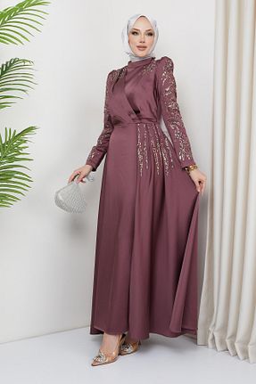 لباس مجلسی حجاب صورتی زنانه پلی استر Olcay - کد 808586730