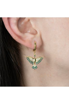 گوشواره نقره سبز زنانه 925 عیار Kayra Mücevher - کد 767209360