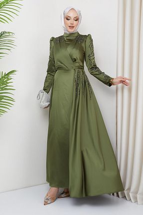لباس مجلسی حجاب سرمه ای زنانه پلی استر Olcay - کد 808590058