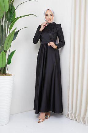 لباس مجلسی حجاب مشکی زنانه یقه دوچرخه Olcay - کد 803677232