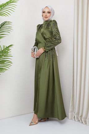 لباس مجلسی حجاب سرمه ای زنانه پلی استر Olcay - کد 808590058