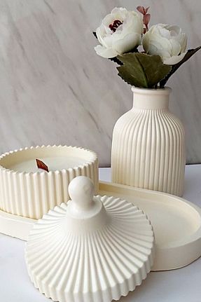 شمعدان و شمع گیر سفید Taş Tozu LALEZEN HOME - کد 888411476