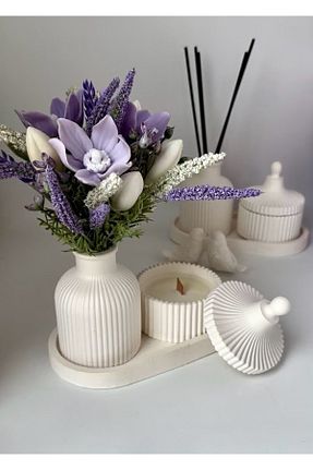 شمعدان و شمع گیر سفید Taş Tozu LALEZEN HOME - کد 888411476