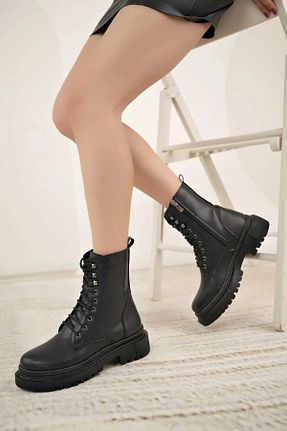 بوت / نیم بوت مشکی زنانه پشم BAHRİNA - کد 845650447