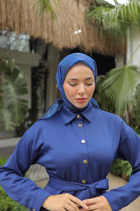 دستمال گردن آبی زنانه پنبه ای Silk Home - کد 888415196