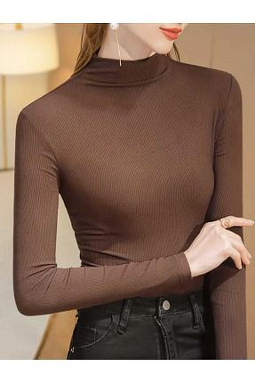بلوز قهوه ای زنانه ساده markatrend - کد 885524453