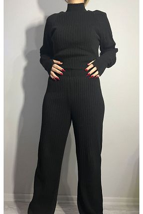 ست بالاتنه و پائین تنه مشکی زنانه تریکو MODA - کد 888457664