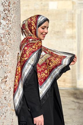 شال زرشکی زنانه پلی ساتن Sultan - کد 888506941