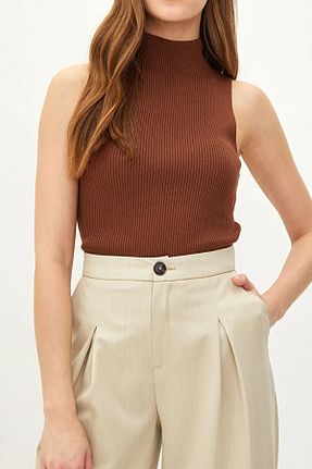 بلوز قهوه ای زنانه ساده MILANOFOX - کد 888520821