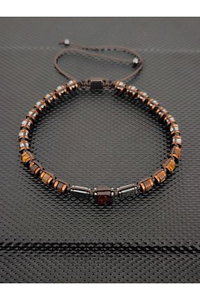 دستبند جواهر قهوه ای مردانه سنگ طبیعی tahrastone - کد 888519790