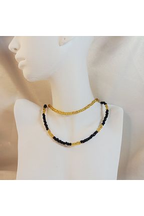 گردنبند جواهر مشکی زنانه منجق Crystal Atelier - کد 894676391