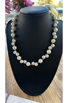 گردنبند جواهر سفید زنانه مروارید Rüya - کد 888534157
