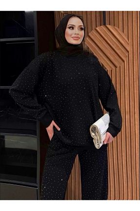 ست گرمکن حجاب مشکی زنانه اورسایز Festmoda - کد 888533289