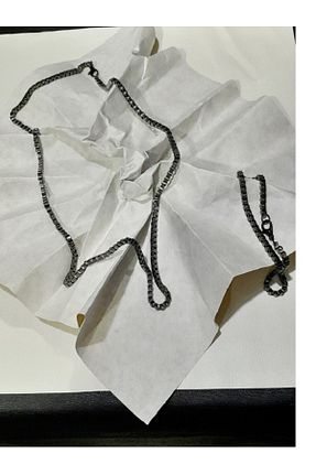 گردنبند جواهر مشکی مردانه روکش نقره imperial accessories - کد 888545684