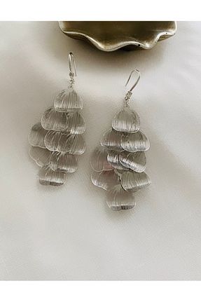 گوشواره جواهر طوسی برنجی VNS Accessories - کد 888552027
