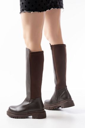 چکمه قهوه ای زنانه چرم مصنوعی Mida Shoes - کد 888558878