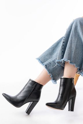 بوت / نیم بوت مشکی زنانه چرم مصنوعی Mida Shoes - کد 888564611