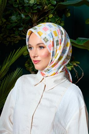 روسری زرد پنبه پلی استر İpekhan - کد 850316583