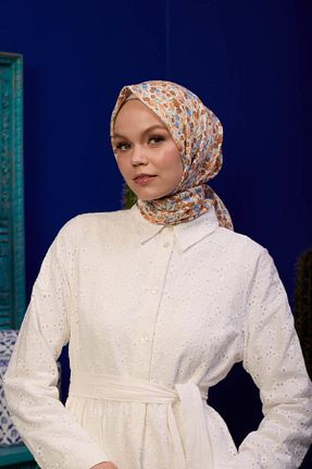 روسری نارنجی پنبه پلی استر İpekhan - کد 850315557