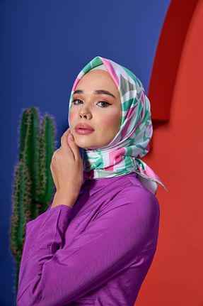 روسری صورتی پنبه پلی استر İpekhan - کد 850315591