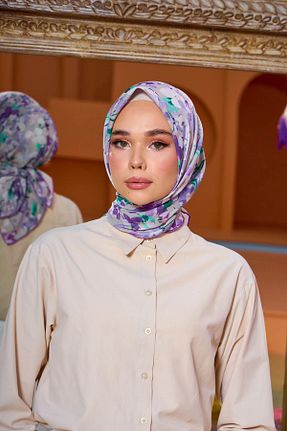 روسری بنفش پنبه پلی استر İpekhan - کد 850310290