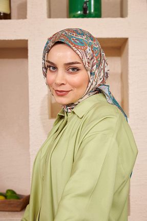 روسری آبی پنبه پلی استر İpekhan - کد 681109681