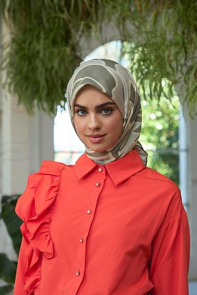 روسری خاکی پنبه پلی استر İpekhan - کد 832756762