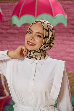 روسری قهوه ای پنبه پلی استر İpekhan - کد 850310364