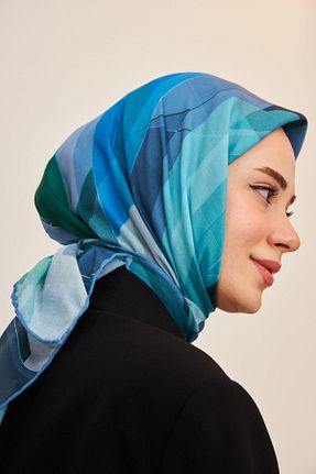 روسری آبی پنبه پلی استر İpekhan - کد 681103425