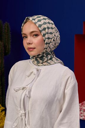 روسری سبز پنبه پلی استر İpekhan - کد 850310423