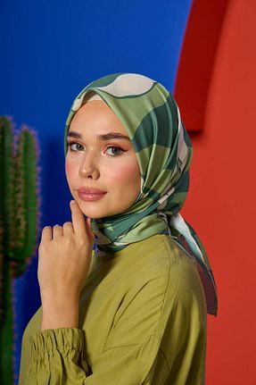 روسری خاکی پنبه پلی استر İpekhan - کد 850315647