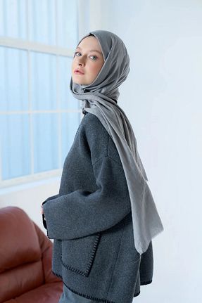 شال طوسی زنانه پنبه پلی استر Modakaşmir - کد 811111122