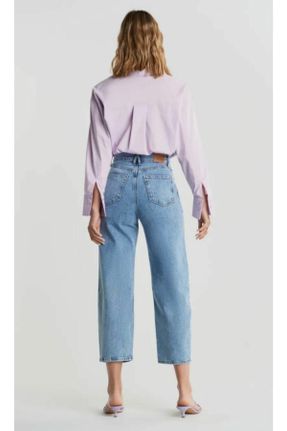 شلوار جین آبی زنانه پاچه راحت فاق بلند جین کد 134465304