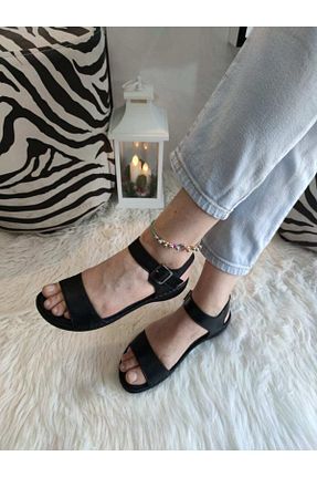 صندل مشکی زنانه پاشنه تخت LEVOSSA - کد 135015421